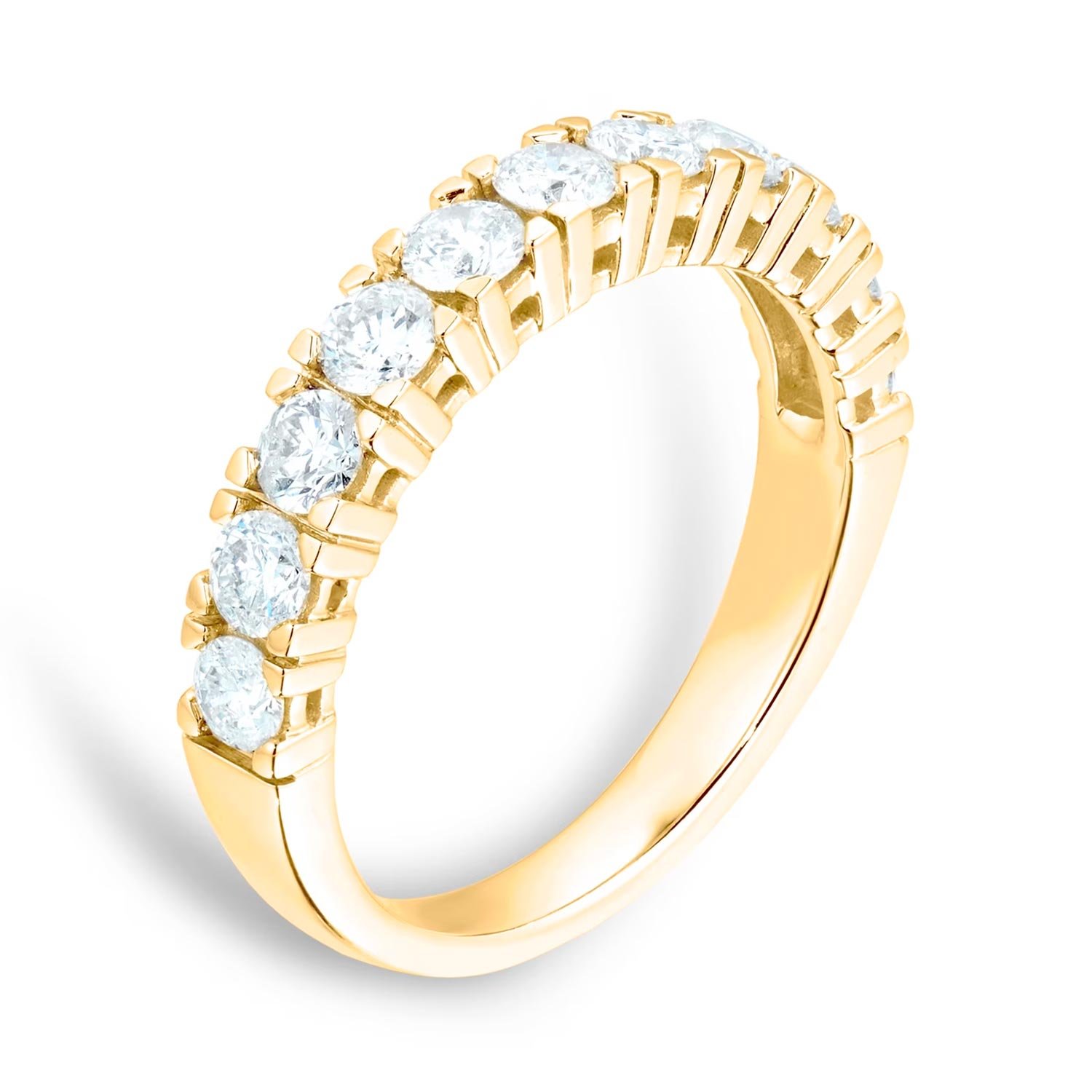 18ct Yellow Gold 1.00ct Claw Set Half Eternity Ring